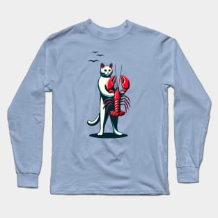 Cat carrying a lobster Long Sleeve T-Shirt